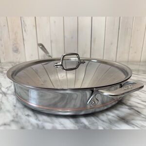 All-Clad, 6 Quart, 5-Ply Bonded Cookware, Copper Core Saute Pan with Lid (A)